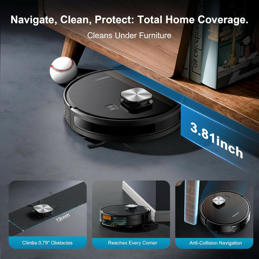Robot Vacuum and Mop, 11500 Pa Suction, 3-In-1 Robotic Vacuum with Smart Lidar Navigation, 90 Day Self-Emptying,160 Min Runtime,App/Alexa/Voice Control, Ideal for Pet Hair, Carpet & Hard Floor