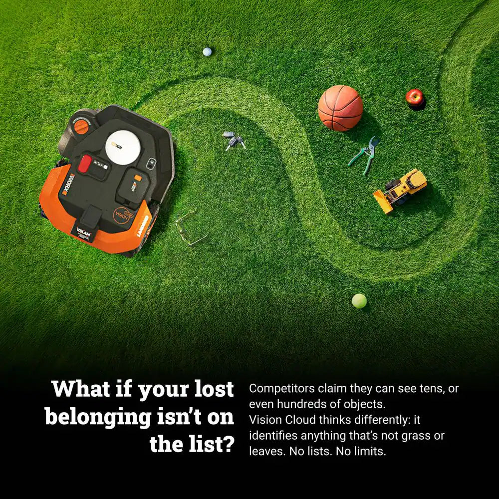 Landroid Vision Cloud 9 In. 2WD Robot Lawn Mower (1/4 Acre) RTK GPS plus VSLAM Vision AI with Cut to Edge Trimmer
