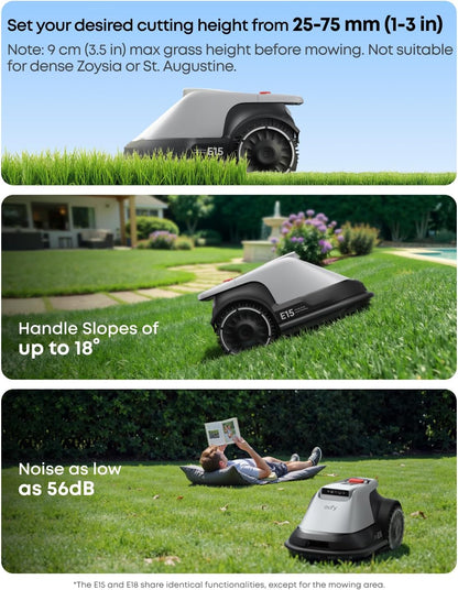 Eufy Robot Lawn Mower E15, Auto Mapping, Pure Vision Navigation