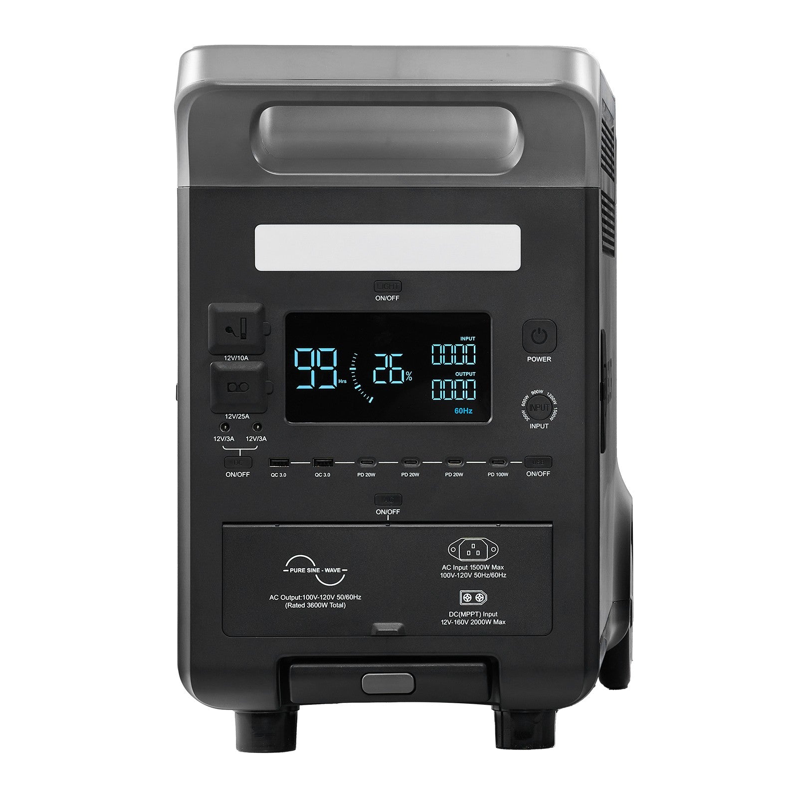 VEVOR Portable Power Station Solar Generator 3600W 3840Wh with 10 Output Ports