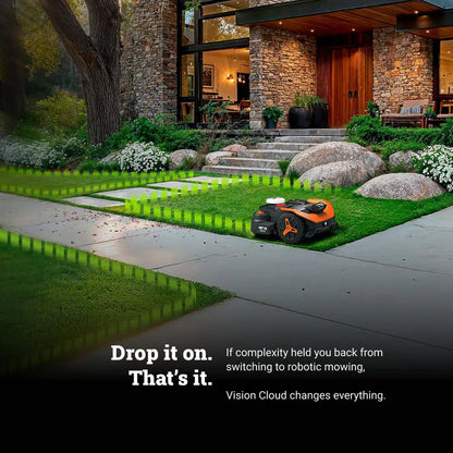 Landroid Vision Cloud 9 In. 2WD Robot Lawn Mower (1/4 Acre) RTK GPS plus VSLAM Vision AI with Cut to Edge Trimmer