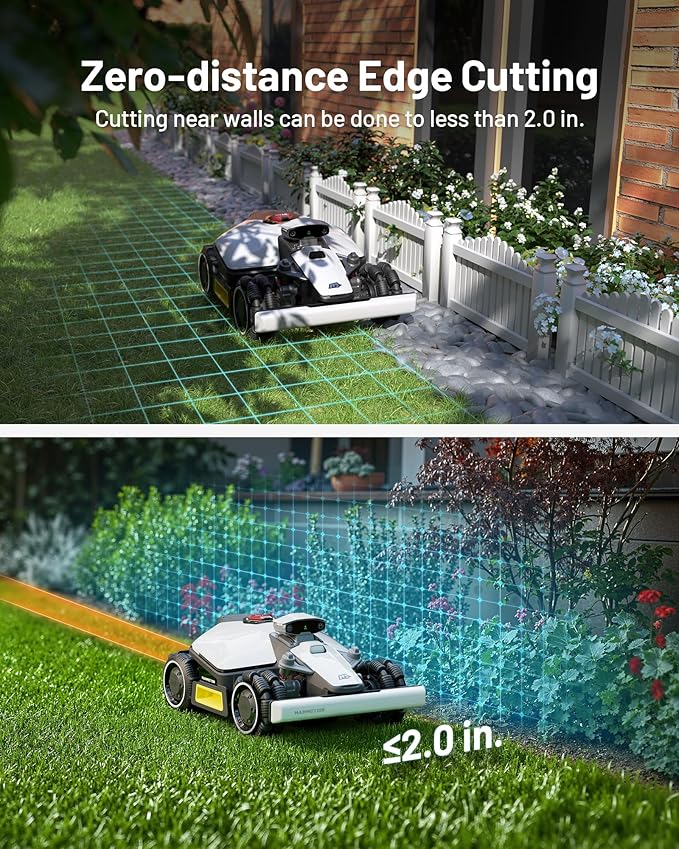 LUBA mini AWD 1500 Robot Lawn Mower with 4G for 0.37 Acre, All-Wheel-Drive for 80% Slope, No Perimeter Wire, UltraSense AI Vision+RTK Auto-Mapping, Cutting Height 0.8"-2.6"