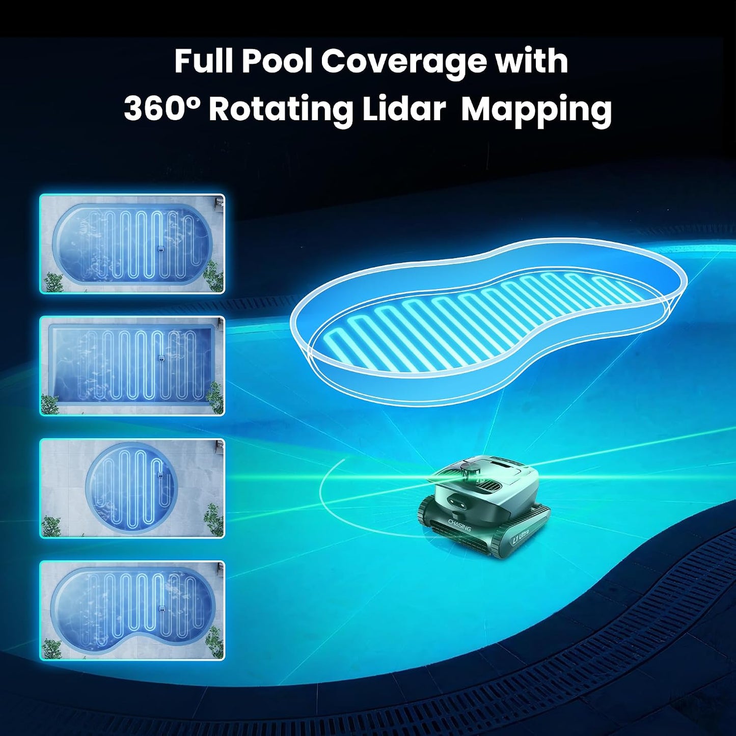 L1 Ultra Robotic Pool Cleaner, Lidar Navigation & Smart Mapping, 504L/Min Strong Suction, 3 Suction Modes, App Control, IP68 Waterproof for Inground/Above Ground Pools