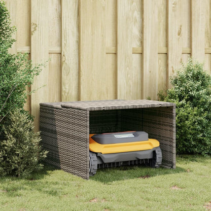 Poly Rattan Robot Mower Garage, Outdoor Portable Storage Shed, Outdoor Robot Mower Garden Shelter, Weather-Resistant Lawnmower Carport, Gray 33.9"X35.4"X20.5"/22.4" Poly Rattan