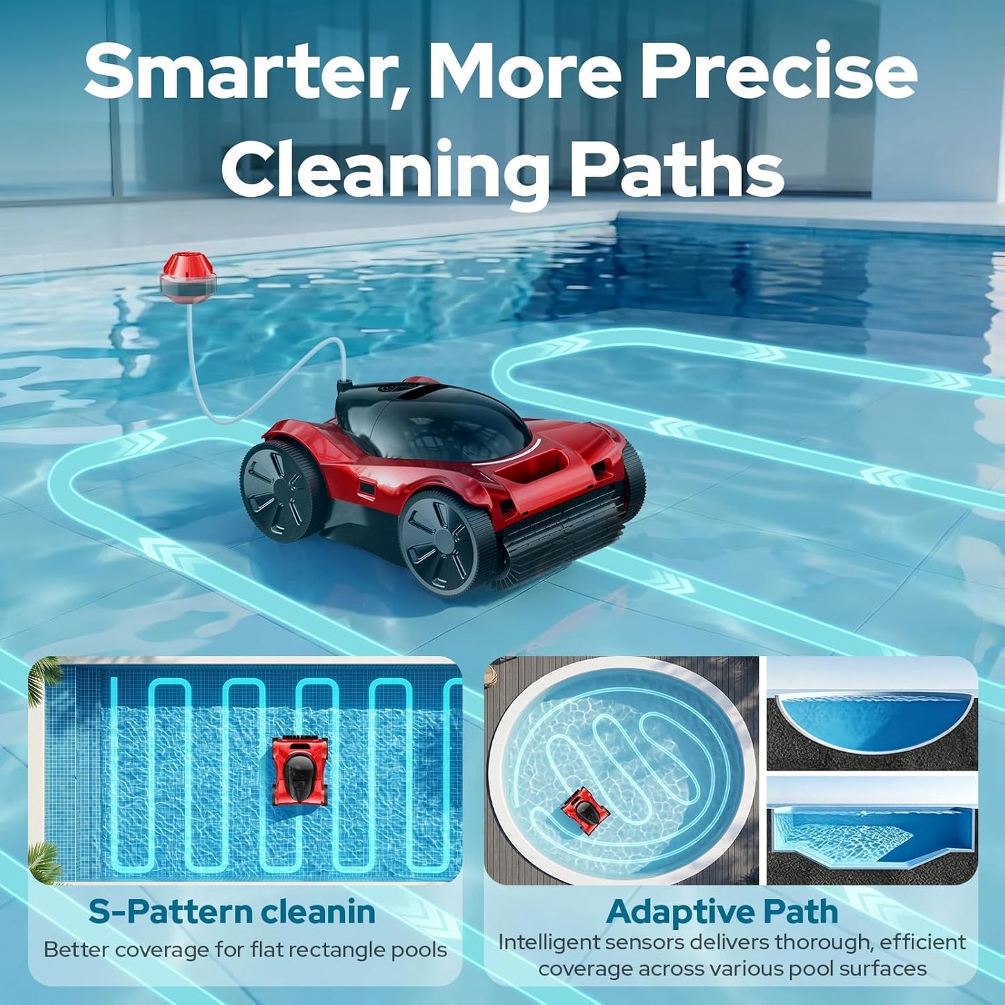 FL-01 Robotic Pool Cleaner for All Pool Shapes, Wall & Waterline Pool Vacuum Robot for In-Ground Pools up to 6458 Sq.Ft, Smart App/Remote Control Underwater, 8H Runtime, Auto-Hover Retrieval