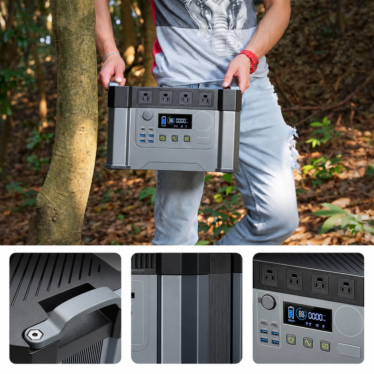 ALLPOWERS S2000 PRO Portable Solar Generator 2400W Emergency Backup High Power Supply for Outdoor Camping Home Use Emergency RV