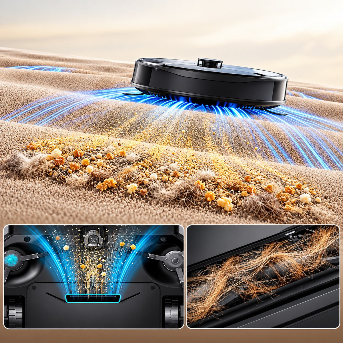 Lefant Robot Vacuum and Mop, 20000Pa Strong Suction, Self-Cleaning Roller Mop with Auto Drying, Lidar Navigation & Obstacle Avoidance, Tangle-Free Pet Hair, Slim, 800Ml Dustbin, 5G Wifi, M210 Pro OMNI
