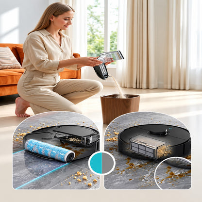 Lefant Robot Vacuum and Mop, 20000Pa Strong Suction, Self-Cleaning Roller Mop with Auto Drying, Lidar Navigation & Obstacle Avoidance, Tangle-Free Pet Hair, Slim, 800Ml Dustbin, 5G Wifi, M210 Pro OMNI