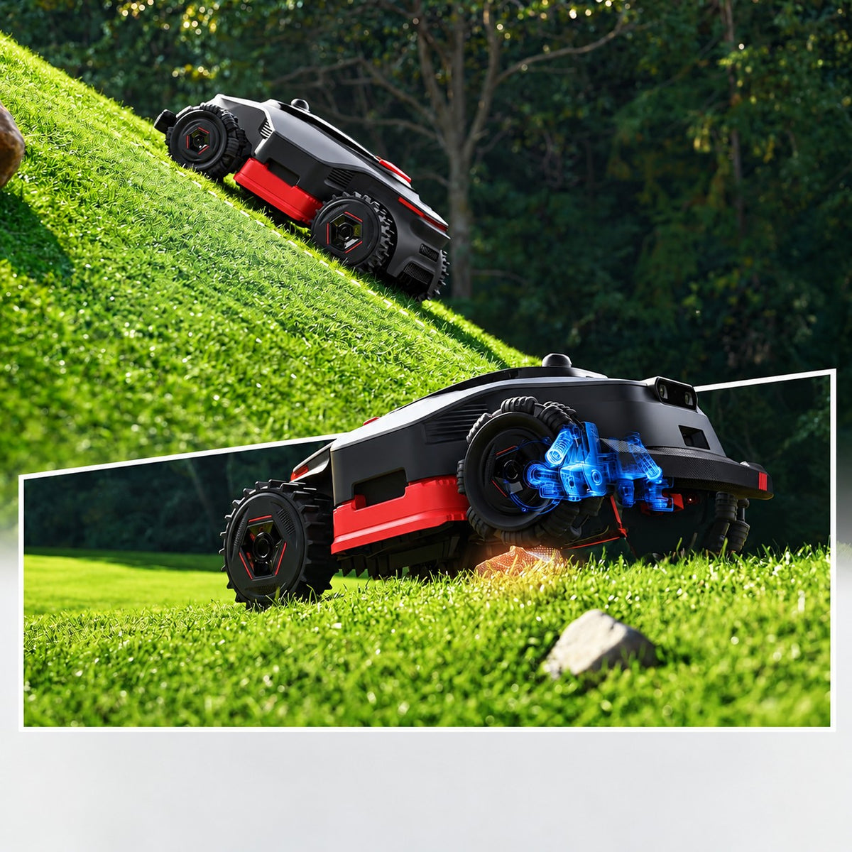 Lidax Ultra 3000 AWD Robot Lawn Mower Wire Free RTK Free for up to 0.75 Acre*Dual Maps, 360° 3D Lidar & AI Dual Vision Mapping, Robotic Mower with 4G, for 80% Slopes, Cutting Height 1.2”–3.9“