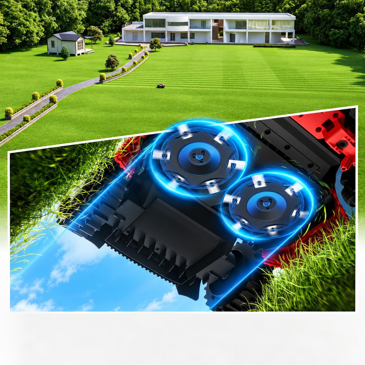 Lidax Ultra 3000 AWD Robot Lawn Mower Wire Free RTK Free for up to 0.75 Acre*Dual Maps, 360° 3D Lidar & AI Dual Vision Mapping, Robotic Mower with 4G, for 80% Slopes, Cutting Height 1.2”–3.9“