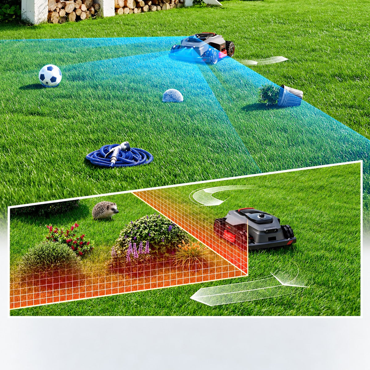 Lidax Ultra 3000 AWD Robot Lawn Mower Wire Free RTK Free for up to 0.75 Acre*Dual Maps, 360° 3D Lidar & AI Dual Vision Mapping, Robotic Mower with 4G, for 80% Slopes, Cutting Height 1.2”–3.9“