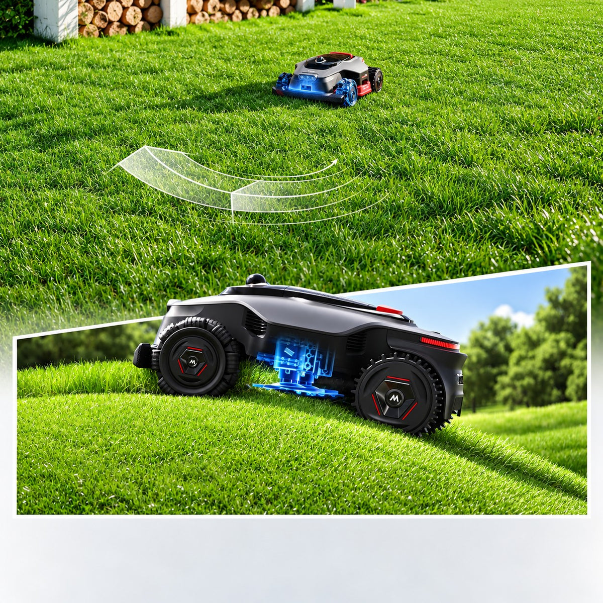 Lidax Ultra 3000 AWD Robot Lawn Mower Wire Free RTK Free for up to 0.75 Acre*Dual Maps, 360° 3D Lidar & AI Dual Vision Mapping, Robotic Mower with 4G, for 80% Slopes, Cutting Height 1.2”–3.9“