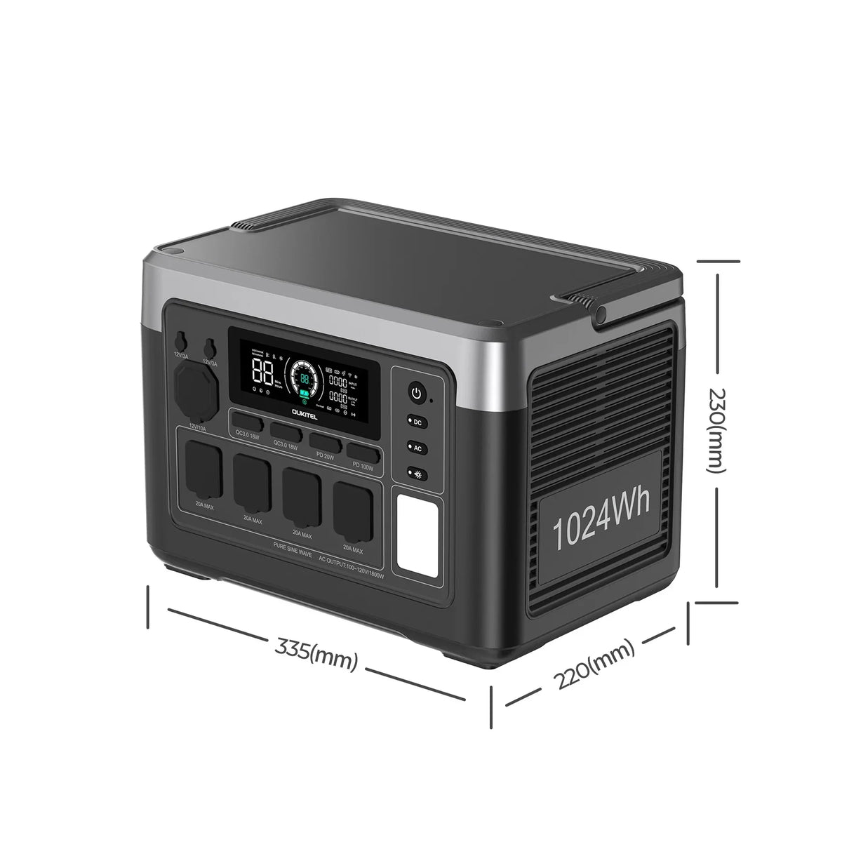 OUKITEL P1000 PLUS Portable Power Station 1800W 1024Wh Solar Generator with LiFePO4 Battery Fast Charging Smart App Control