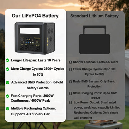 GSIKE 2000W PRO Portable Power Station LiFePO4 Battery Pure Sine Wave 110V AC Outlet Peak 4000W Solar Generator MPPT Fast Charge UPS Emergency Home Backup Camping RV Van Life Power Supply