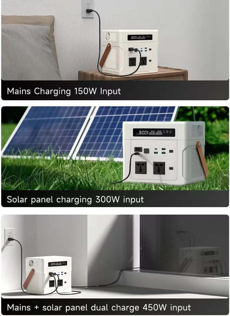 Lifepo4 Battery Solar Generator 1000W 902WH 1804WH 2706WH Portable Power Station 220V 12V Output for Emergency Power Supply