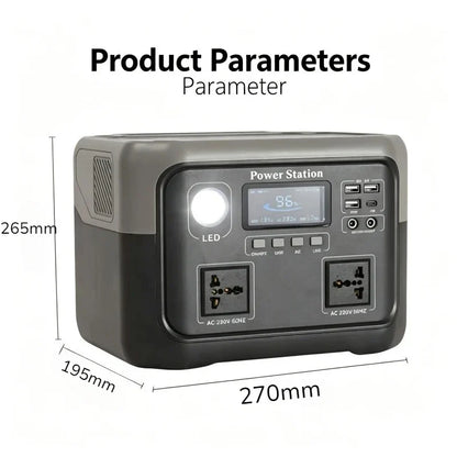 800W 46Ah Portable Power Station 600W/800W 589WH Solar Generator Backup PowerBank for Outdoor Camping, Home Emergency, RV Travel