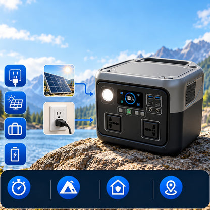 SUYIJIA 800W 46Ah Portable Power Station 600W/800W 589WH Solar Generator Backup PowerBank for Outdoor Camping, Home Emergency, RV Travel