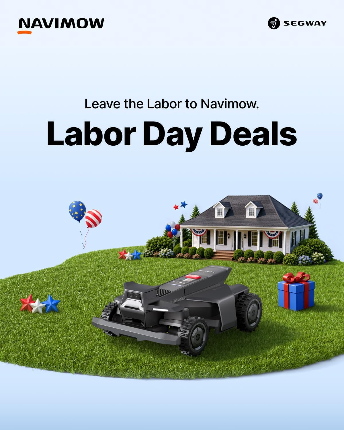Segway  X430 Robot Lawn Mower Wire Free, for up to 1 Acre, 4WD for 84% Slopes, Zero-Turn for Damage-Free Mowing, Orv-Tuned Lawnmower, Mowmentum with 2 × 180W Motors, 0.75–4 in Cutting Height