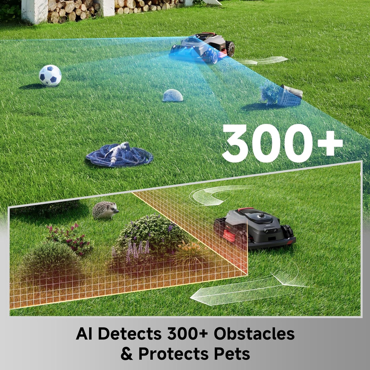 Lidax Ultra 3000 AWD Robot Lawn Mower Wire Free RTK Free for up to 0.75 Acre*Dual Maps, 360° 3D Lidar & AI Dual Vision Mapping, Robotic Mower with 4G, for 80% Slopes, Cutting Height 1.2”–3.9“