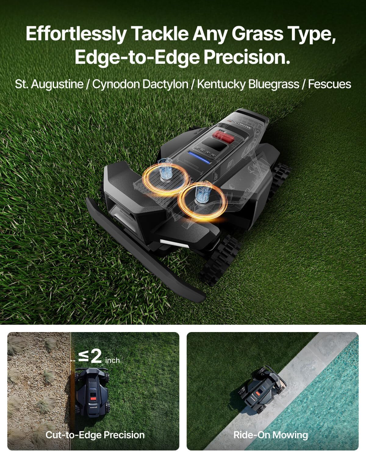 Segway  X430 Robot Lawn Mower Wire Free, for up to 1 Acre, 4WD for 84% Slopes, Zero-Turn for Damage-Free Mowing, Orv-Tuned Lawnmower, Mowmentum with 2 × 180W Motors, 0.75–4 in Cutting Height