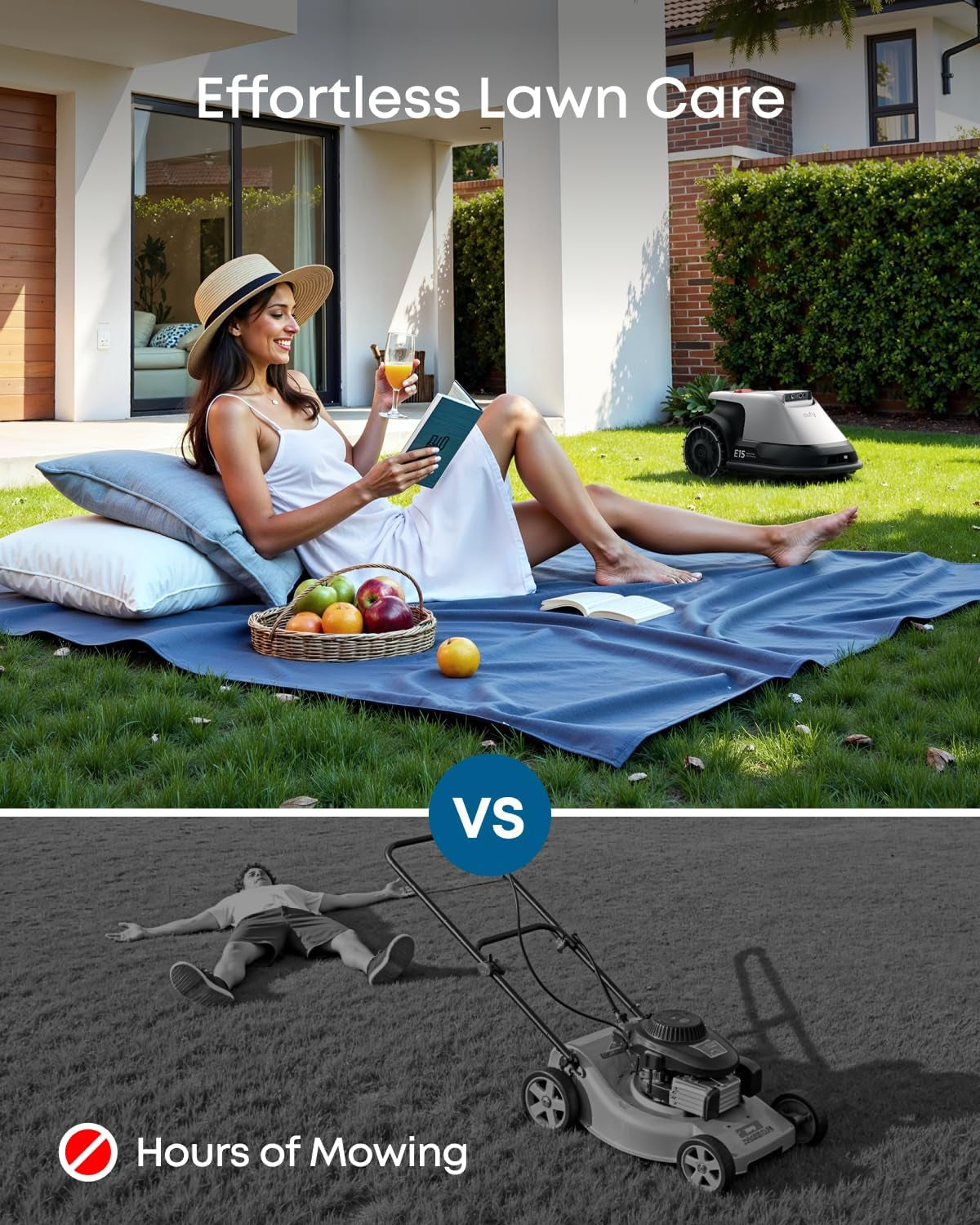 Eufy Robot Lawn Mower E15, Auto Mapping, Pure Vision Navigation