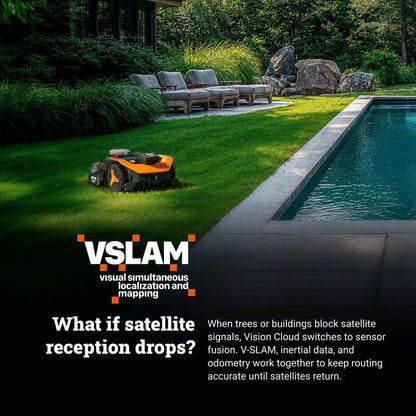Landroid Vision Cloud 9 In. 2WD Robot Lawn Mower (1/4 Acre) RTK GPS plus VSLAM Vision AI with Cut to Edge Trimmer