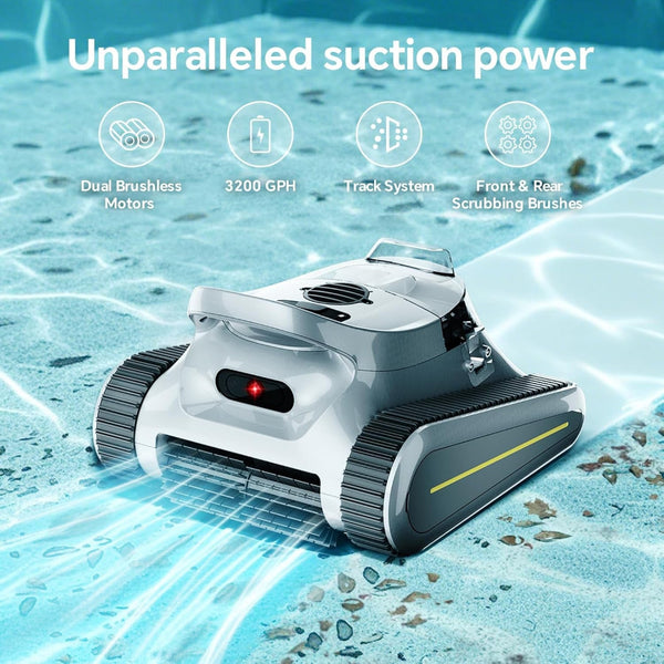 Robotic Pool Cleaner - Pool Vacuum 180W Brushless Motor, 50,000Pa Suction, Wall Climbing, Ai-Powered Path Sonar Navigation, 3 Modes Robot for Inground & Above-Ground Pools up to 2000 Sq. Ft