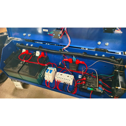 YF550 Remote Control Tracked Lawn Mower, 24V, 9HP 225Cc Gas Engine, 22 Inch Cutting Width, 45 Degree Slope Capability, Blue