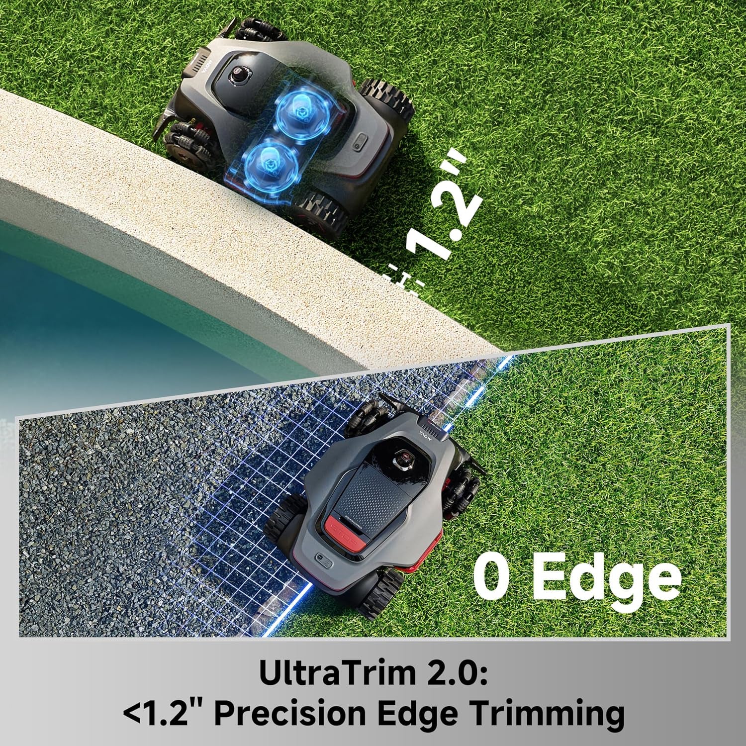 Lidax Ultra 3000 AWD Robot Lawn Mower Wire Free RTK Free for up to 0.75 Acre*Dual Maps, 360° 3D Lidar & AI Dual Vision Mapping, Robotic Mower with 4G, for 80% Slopes, Cutting Height 1.2”–3.9“