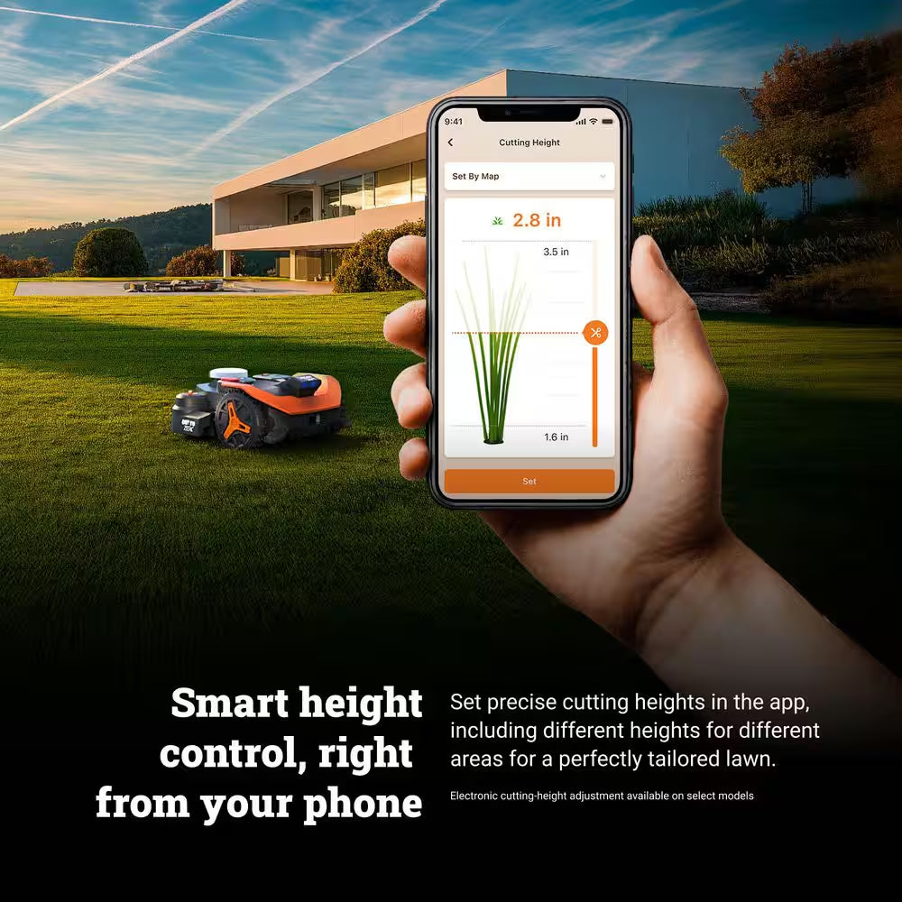 Landroid Vision Cloud 9 In. 2WD Robot Lawn Mower (1/4 Acre) RTK GPS plus VSLAM Vision AI with Cut to Edge Trimmer