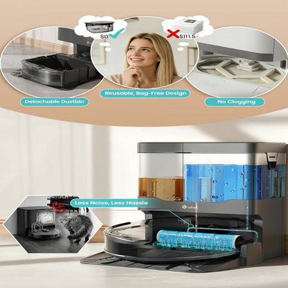 Robot Vacuum and Mop, 20000Pa Strong Suction, Self-Cleaning Roller Mop with Auto Drying, Lidar Navigation & Obstacle Avoidance, Tangle-Free Pet Hair, Slim, 800Ml Dustbin, 5G Wifi, M210 Pro OMNI