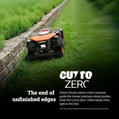 Landroid Vision Cloud 9 In. 4WD Robot Lawn Mower (1 Acre) RTK GPS plus VSLAM Vision AI with Cut to Edge Trimmer