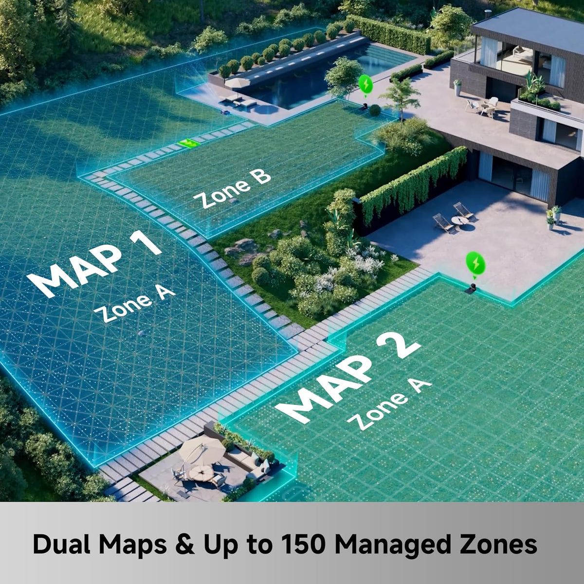 Lidax Ultra 2000 AWD Robot Lawn Mower Wire Free RTK Free for up to 0.5 Acre*Dual Maps, 360° 3D Lidar & AI Dual Vision Mapping, Robotic Mower with 4G, for 80% Slopes, Cutting Height 1.2”–3.9“
