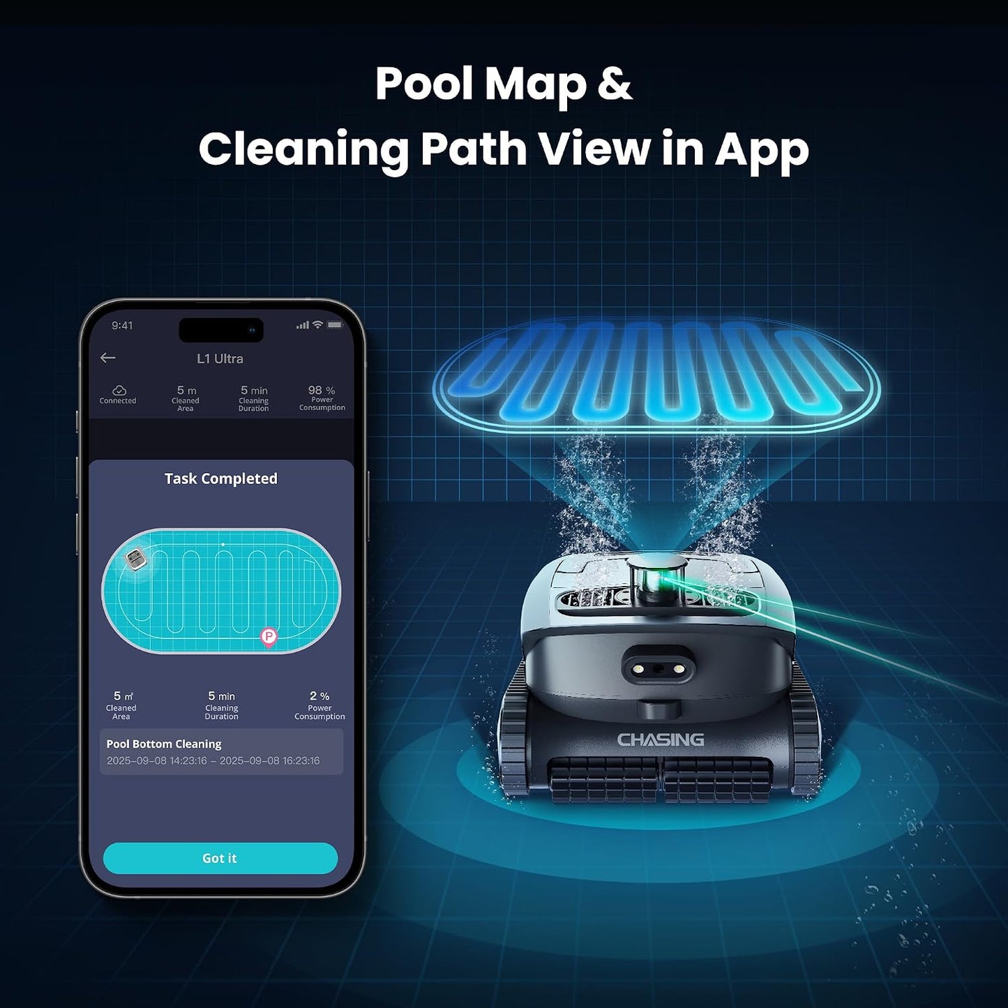 L1 Ultra Robotic Pool Cleaner, Lidar Navigation & Smart Mapping, 504L/Min Strong Suction, 3 Suction Modes, App Control, IP68 Waterproof for Inground/Above Ground Pools
