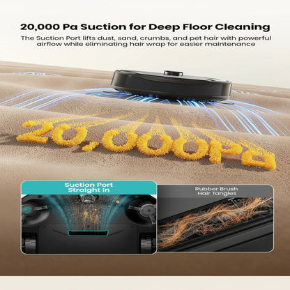 Robot Vacuum and Mop, 20000Pa Strong Suction, Self-Cleaning Roller Mop with Auto Drying, Lidar Navigation & Obstacle Avoidance, Tangle-Free Pet Hair, Slim, 800Ml Dustbin, 5G Wifi, M210 Pro OMNI