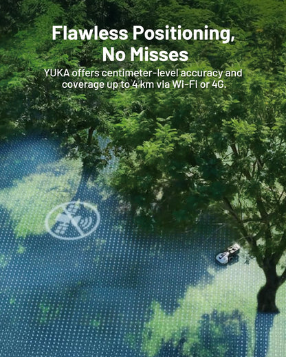 YUKA 3000 Robot Lawn Mower, Auto Mapping, AI Obstacle Avoidance, Reception 0.75 Acre, Max 1 Acre, Dual Cutting Discs, APP Control, with 4G