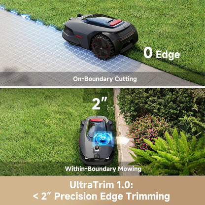 Lidax Ultra 1000 Robot Lawn Mower Wire Free for 1/4 Acre, Rtk-Free+360° 3D Lidar+Ai Vision Auto Mapping, Zero-Edge Cutting, Cutting Height 1.2"-3.9", 45% Slope, up to 150 Managed Zones Dual Maps