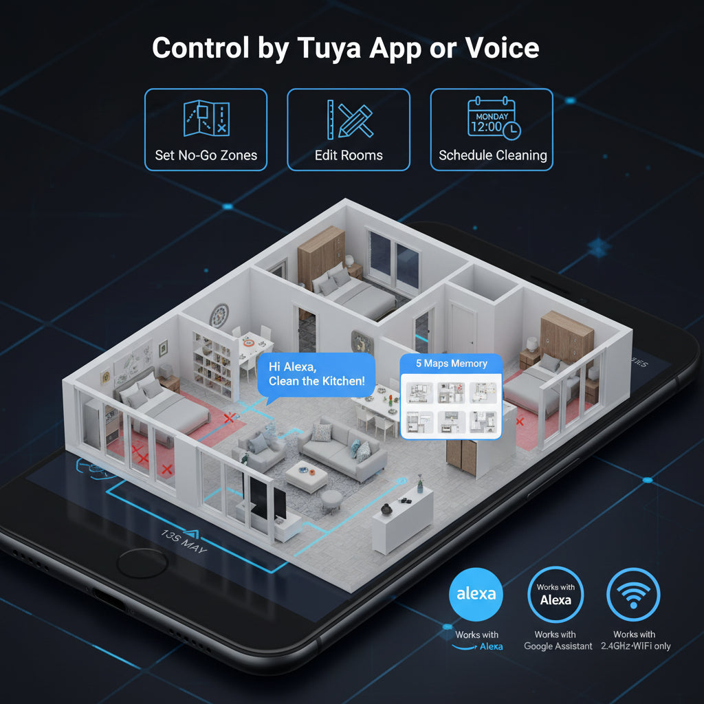 Robot Vacuum and Mop, 11500 Pa Suction, 3-In-1 Robotic Vacuum with Smart Lidar Navigation, 90 Day Self-Emptying,160 Min Runtime,App/Alexa/Voice Control, Ideal for Pet Hair, Carpet & Hard Floor