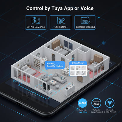 Robot Vacuum and Mop, 11500 Pa Suction, 3-In-1 Robotic Vacuum with Smart Lidar Navigation, 90 Day Self-Emptying,160 Min Runtime,App/Alexa/Voice Control, Ideal for Pet Hair, Carpet & Hard Floor