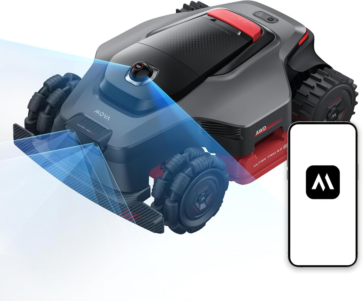 Lidax Ultra 2000 AWD Robot Lawn Mower Wire Free RTK Free for up to 0.5 Acre*Dual Maps, 360° 3D Lidar & AI Dual Vision Mapping, Robotic Mower with 4G, for 80% Slopes, Cutting Height 1.2”–3.9“