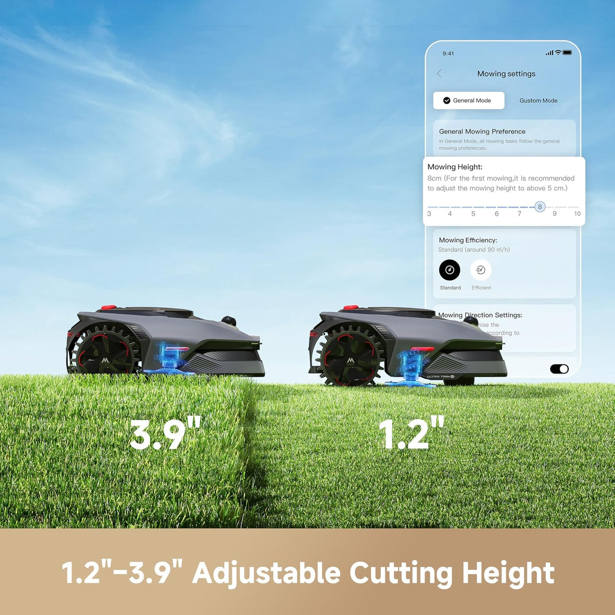 Lidax Ultra 1000 Robot Lawn Mower Wire Free for 1/4 Acre, Rtk-Free+360° 3D Lidar+Ai Vision Auto Mapping, Zero-Edge Cutting, Cutting Height 1.2"-3.9", 45% Slope, up to 150 Managed Zones Dual Maps