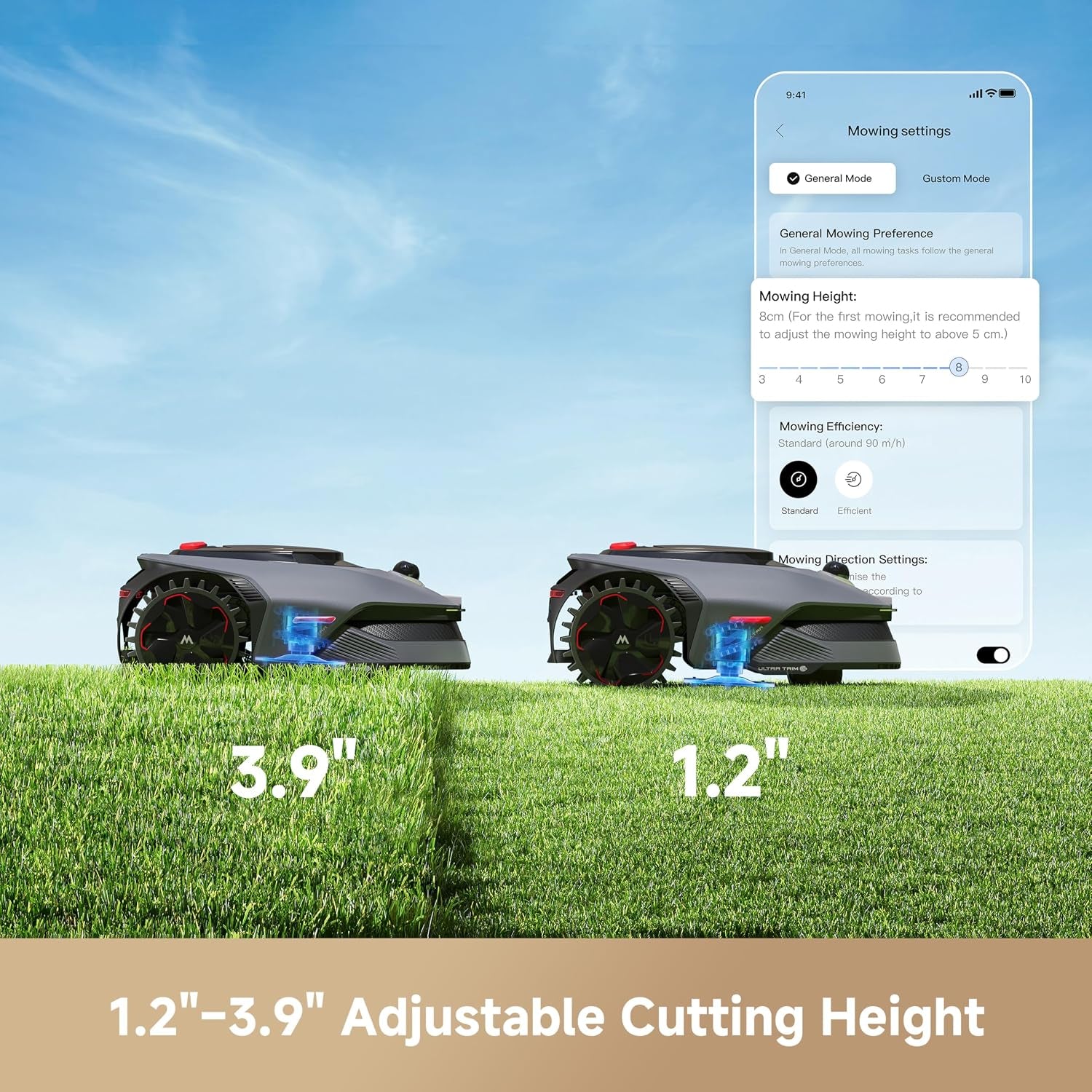 Lidax Ultra 1000 Robot Lawn Mower Wire Free for 1/4 Acre, Rtk-Free+360° 3D Lidar+Ai Vision Auto Mapping, Zero-Edge Cutting, Cutting Height 1.2"-3.9", 45% Slope, up to 150 Managed Zones Dual Maps