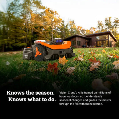 Landroid Vision Cloud 9 In. 2WD Robot Lawn Mower (1/4 Acre) RTK GPS plus VSLAM Vision AI with Cut to Edge Trimmer