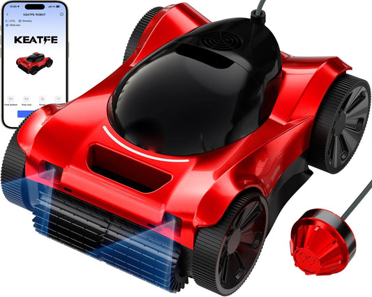 FL-01 Robotic Pool Cleaner for All Pool Shapes, Wall & Waterline Pool Vacuum Robot for In-Ground Pools up to 6458 Sq.Ft, Smart App/Remote Control Underwater, 8H Runtime, Auto-Hover Retrieval