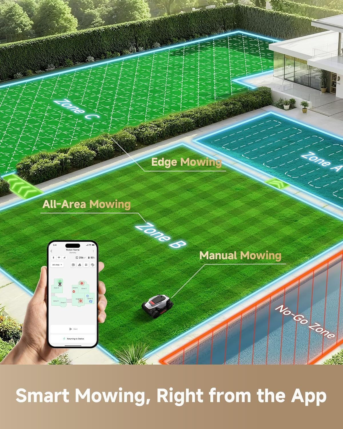 Lidar 2500 Robot Lawn Mower A3 AWD Pro Wire Free No RTK, 4WD for 38.7° Slopes, Dual AI Vision Robotic Lawn Mowers,Dual-Disc Cutting 15.8" Width, Smart Zero-Edge, App Control for 0.62 Acre